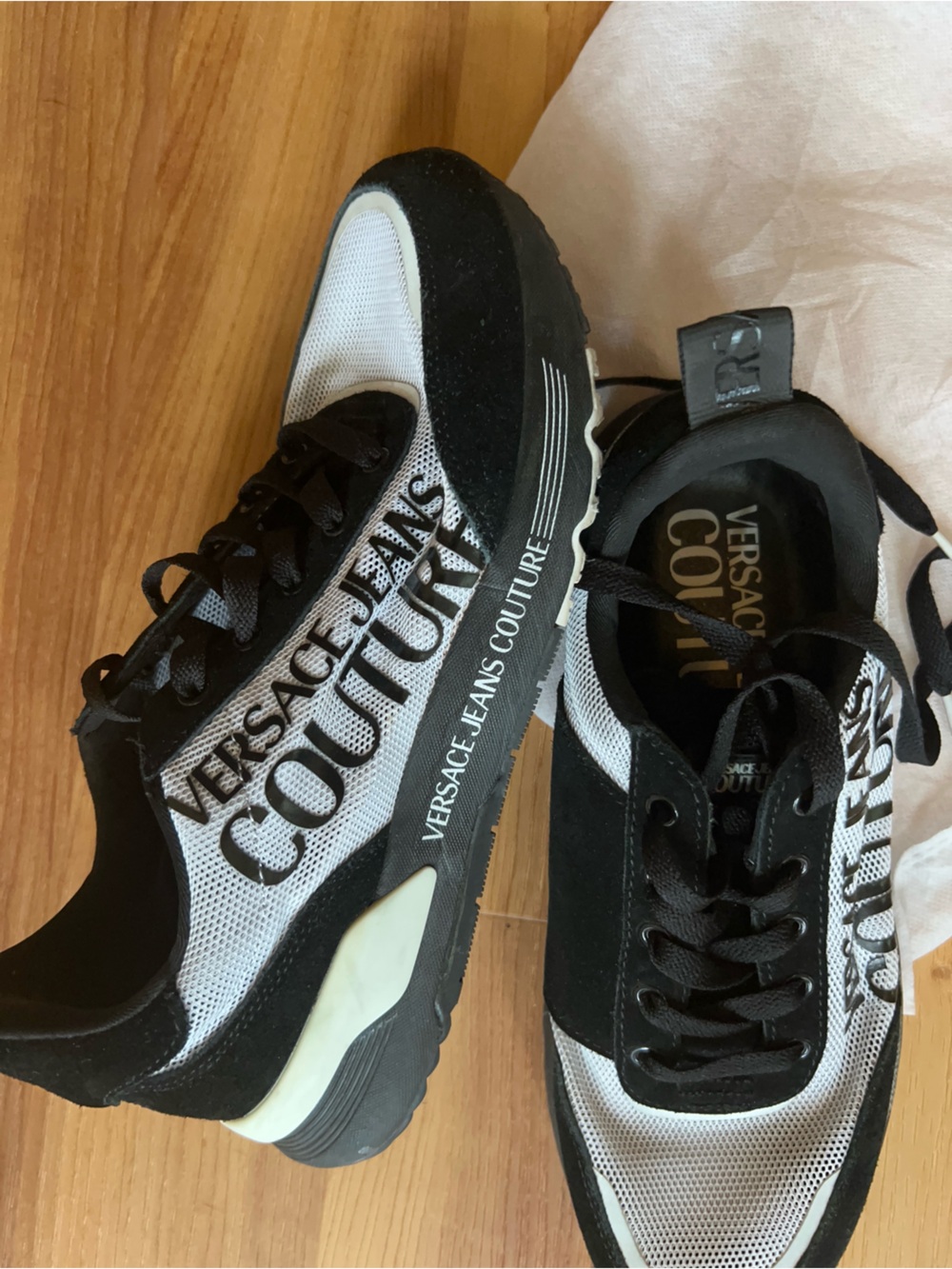 Versace Jeans Collection Women’s Black and White Couture Logo Sneakers